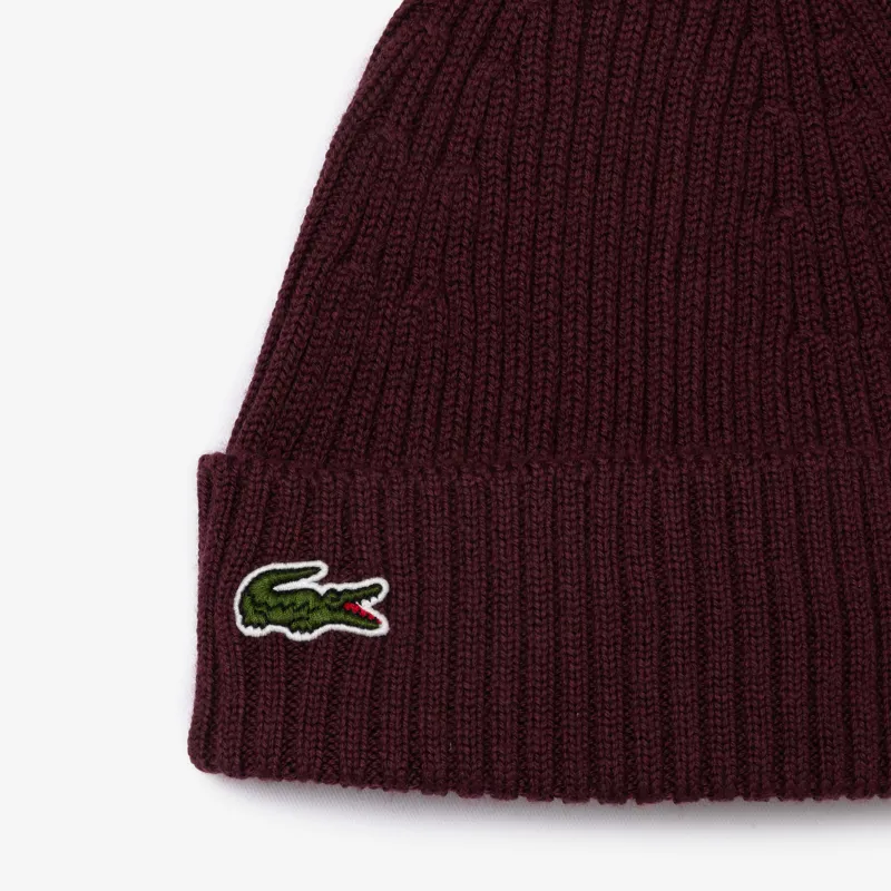 Lacoste Ribbed Wool Beanie Bordeaux-2