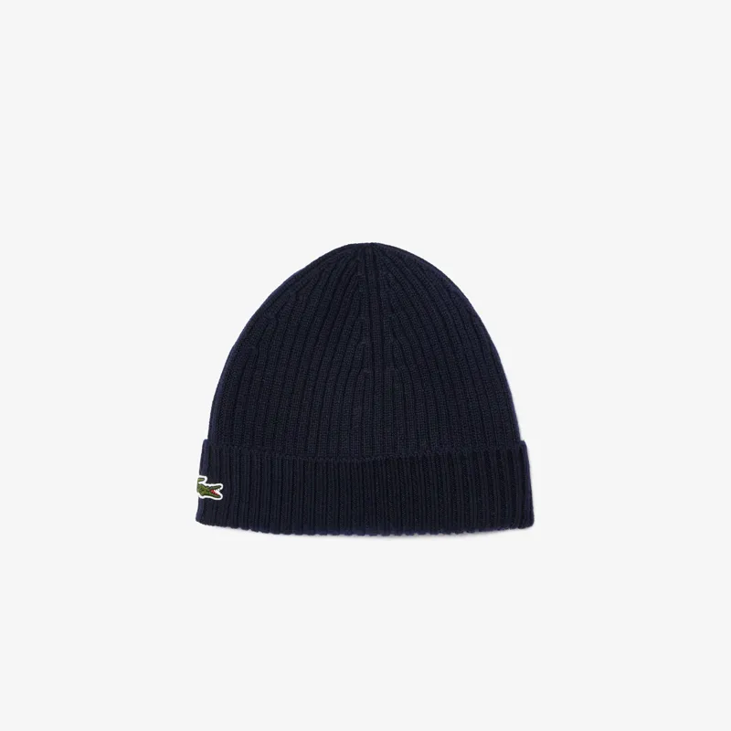 Lacoste Ribbed Wool Beanie Navy-2