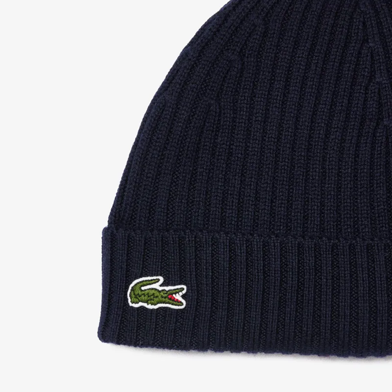 Lacoste Ribbed Wool Beanie Navy-1