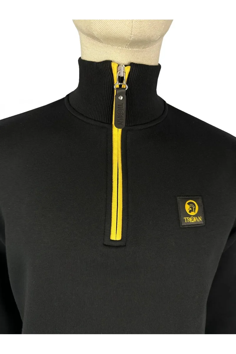 Trojan Quarter Zip Sweatshirt Black XXXL ONLY LAST ONE-1