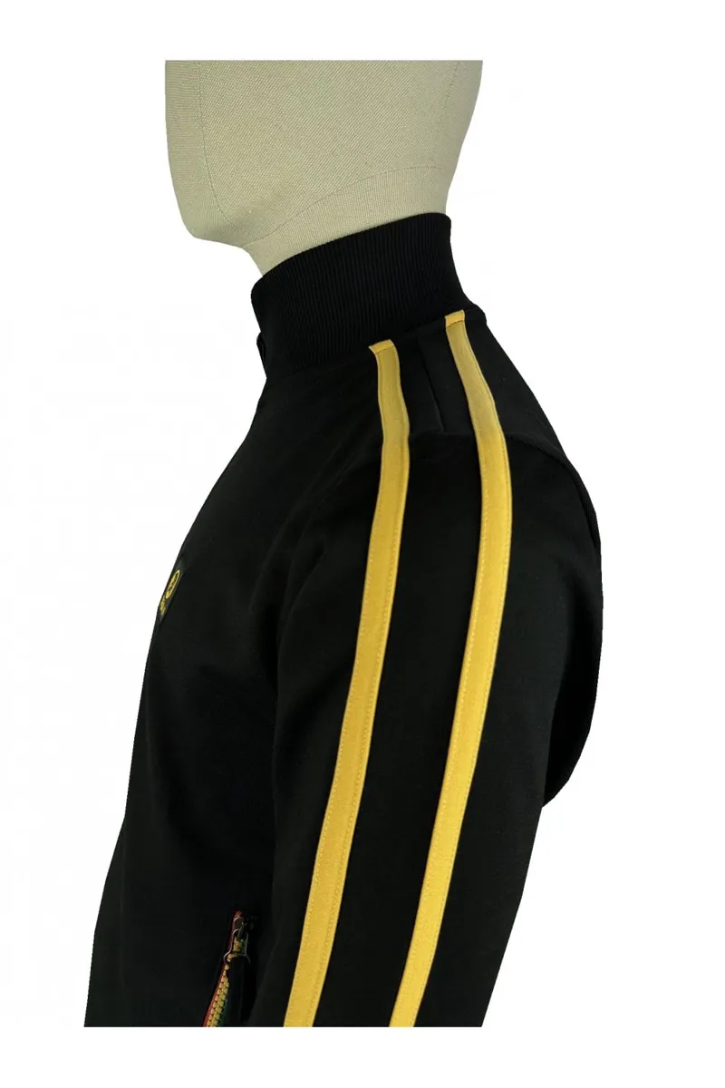 Trojan Contrast Zip Track Top Black Rasta -2