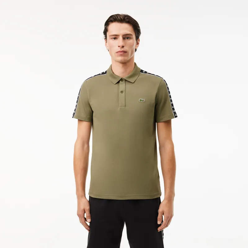 Lacoste Taped Sleeve Polo T-shirt Khaki LARGE and XL ONLY-1