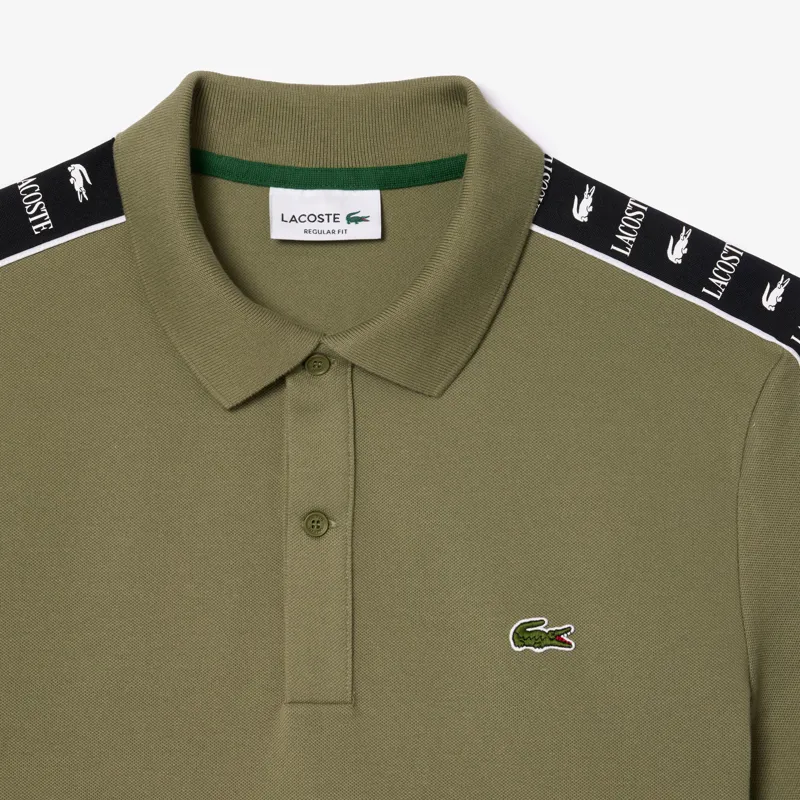 Lacoste Taped Sleeve Polo T-shirt Khaki LARGE and XL ONLY-5
