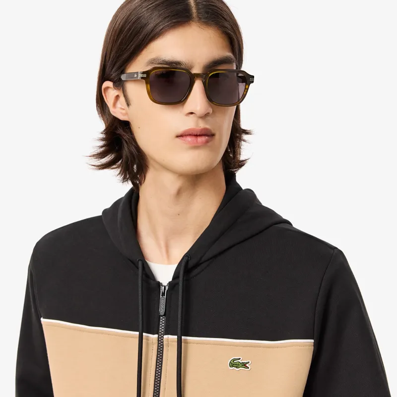 Lacoste Zip Colour Block Hoodie Black Beige MEDIUM LAST ONE-1