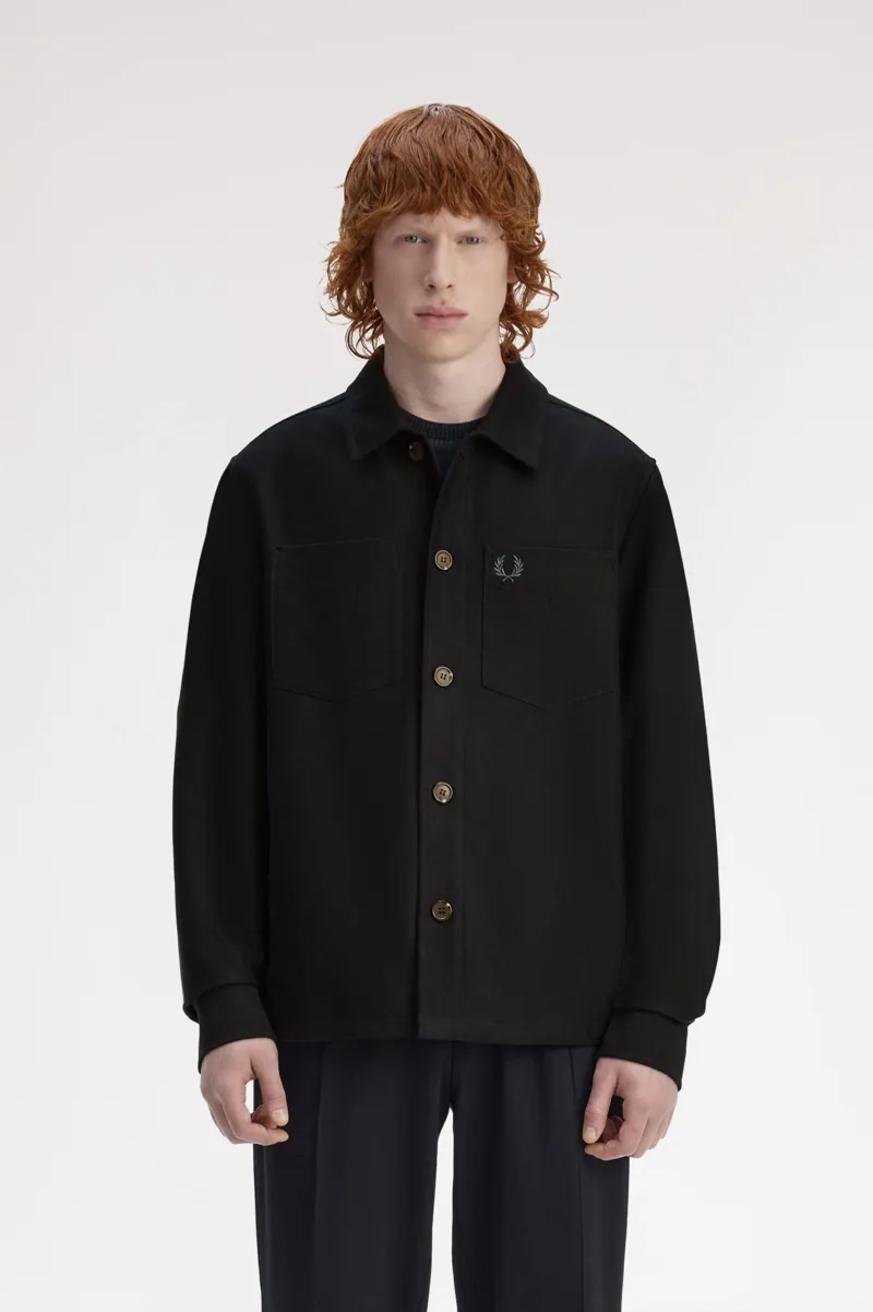 Fred Perry Brushed Twill Overshirt Black-1
