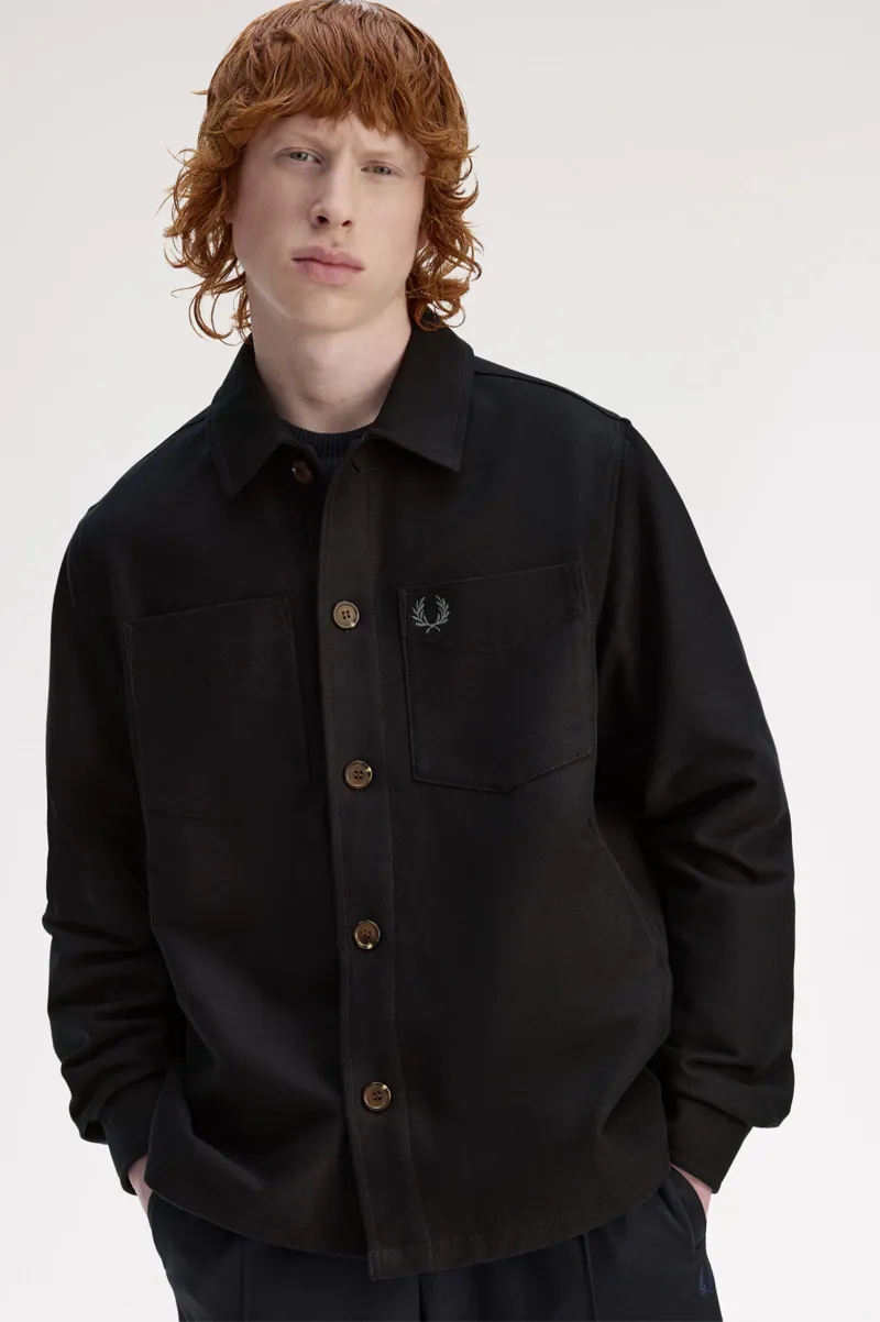 Fred Perry Brushed Twill Overshirt Black-4