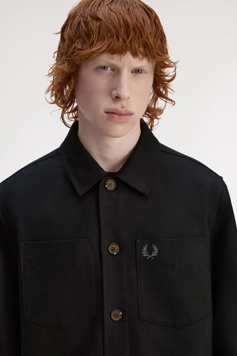 Fred Perry Brushed Twill Overshirt Black-5