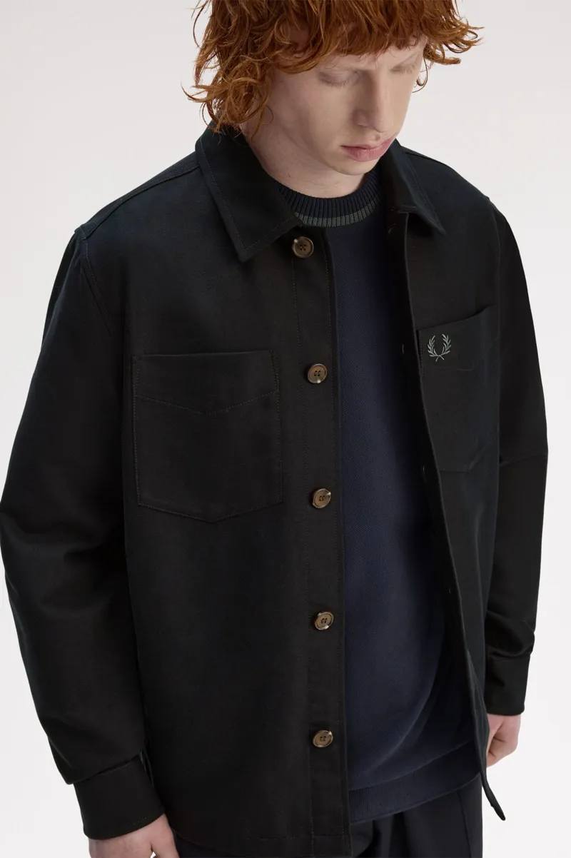 Fred Perry Brushed Twill Overshirt Black-6