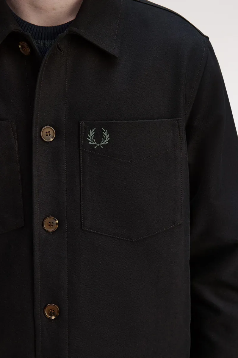 Fred Perry Brushed Twill Overshirt Black-8