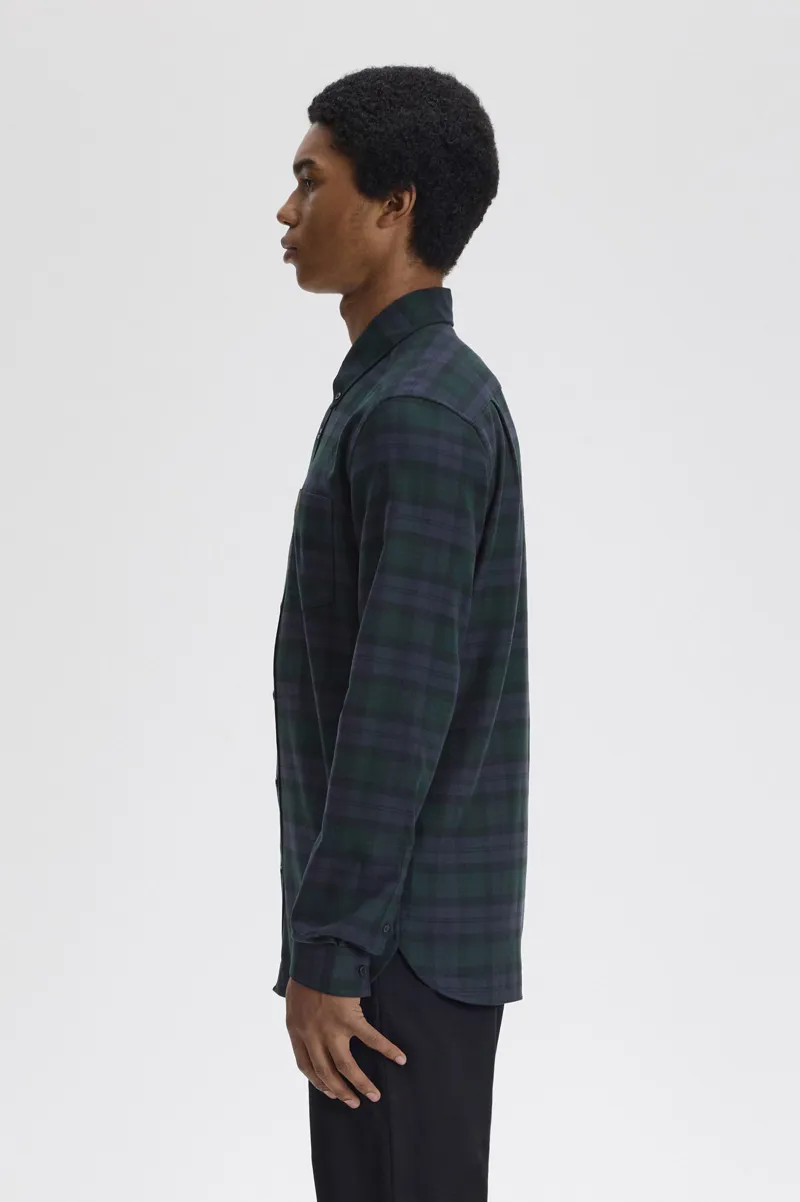 Fred Perry Brushed Black Watch Tartan Shirt-1