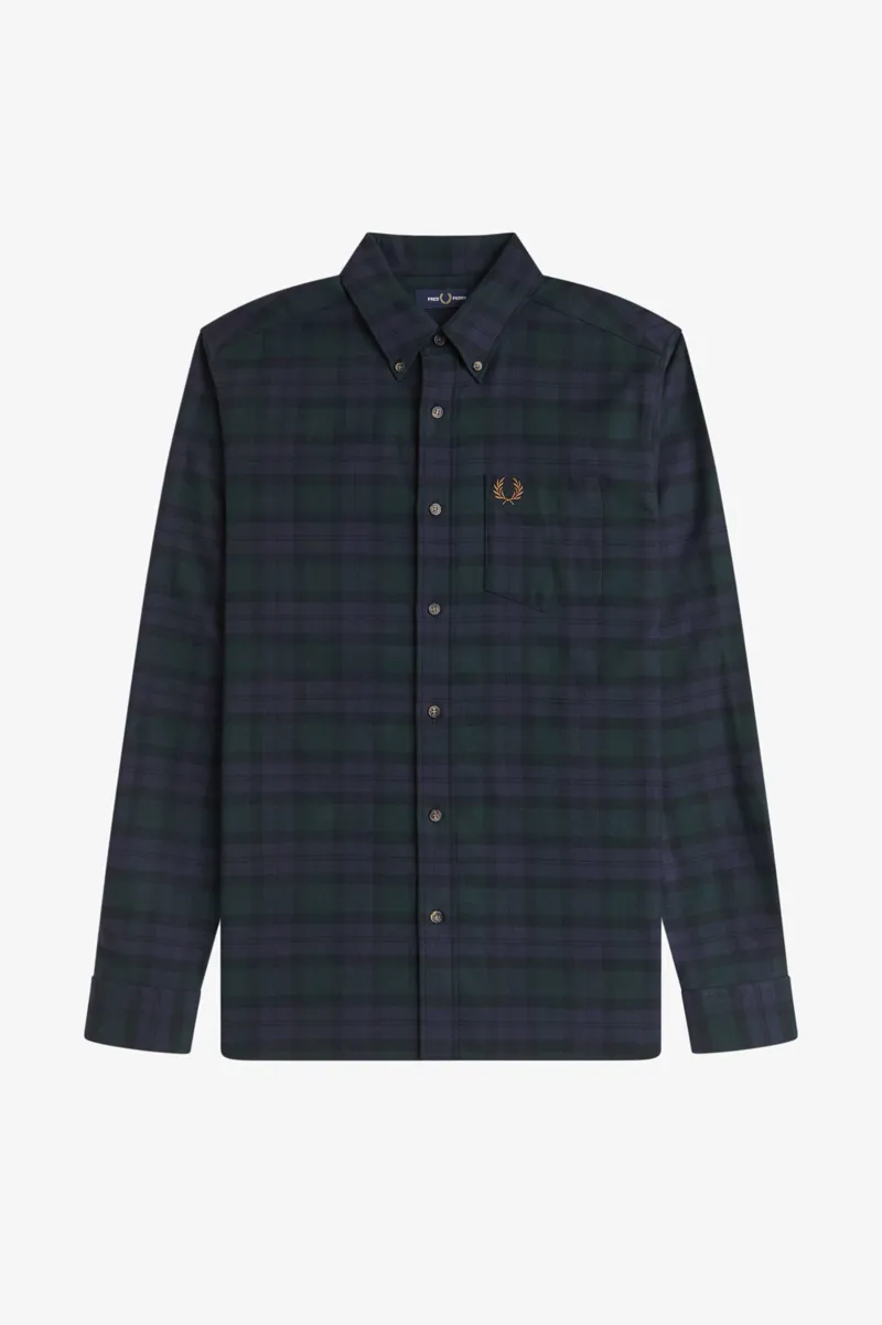 Fred Perry Brushed Black Watch Tartan Shirt-5