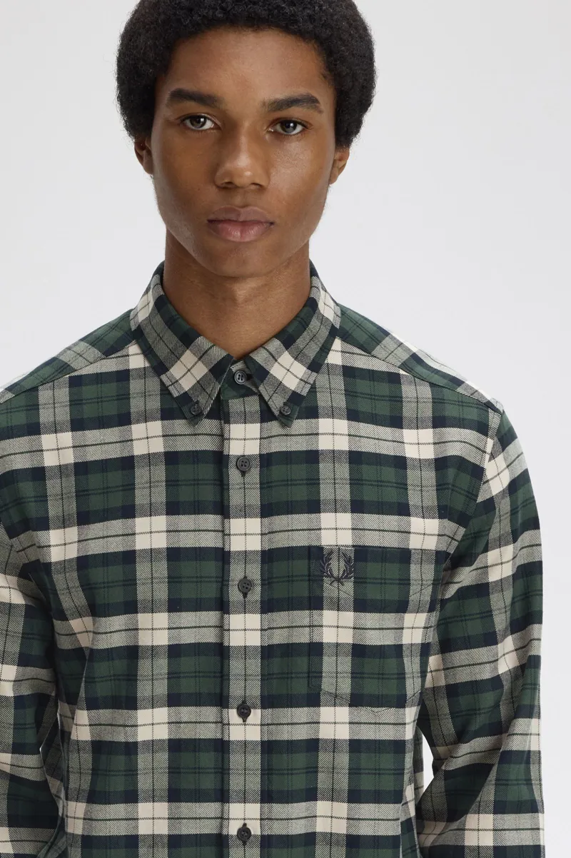 Fred Perry Brushed Tartan Shirt Court Green-2