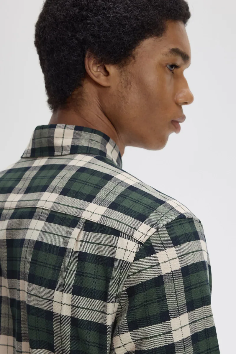 Fred Perry Brushed Tartan Shirt Court Green-3
