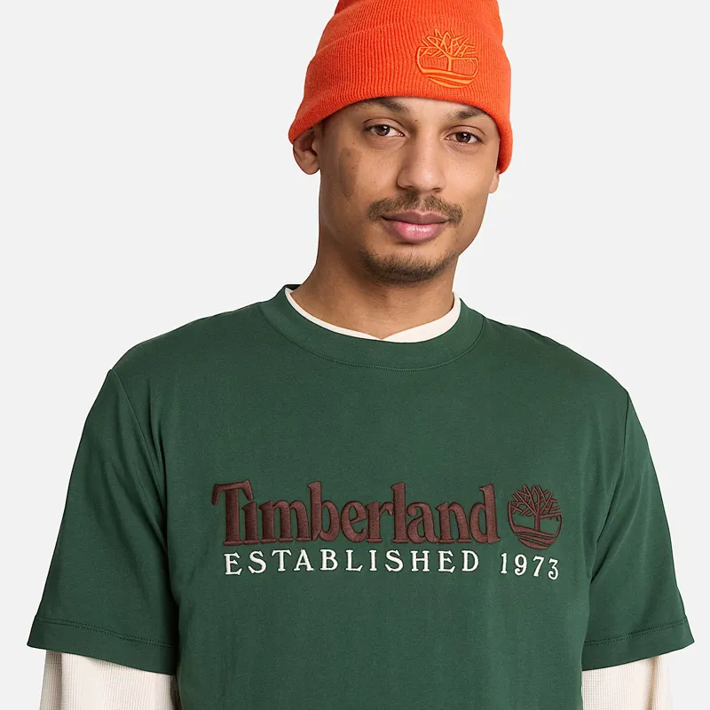 Timberland Established 1973 Embroidered Short Sleeve T-Shirt Drk Green-2