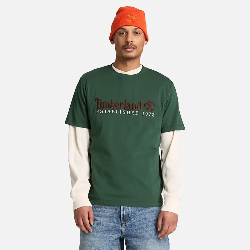 Timberland Established 1973 Embroidered Short Sleeve T-Shirt Drk Green-3