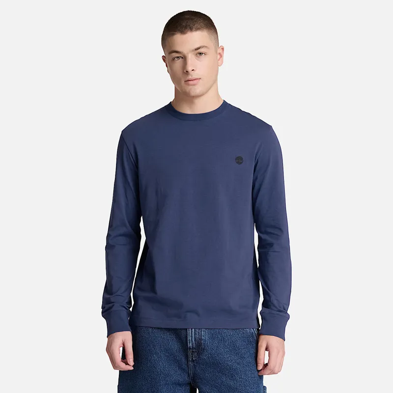 Timberland Dunstan River Slim Embroidered Long Sleeve T-Shirt Blue-3