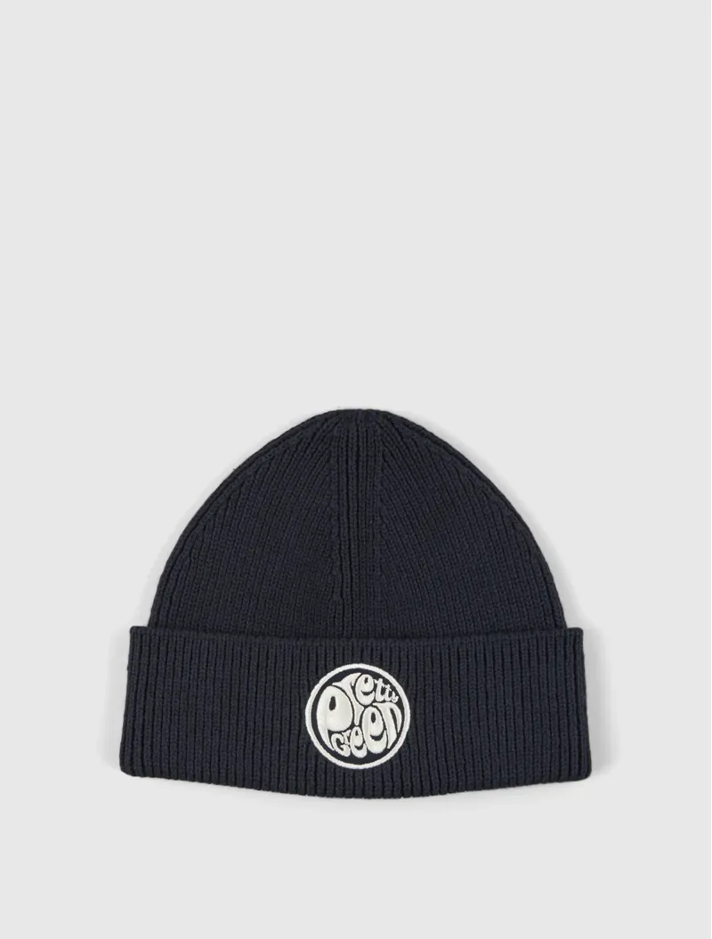 Pretty Green Logo Knit Beanie Navy-4