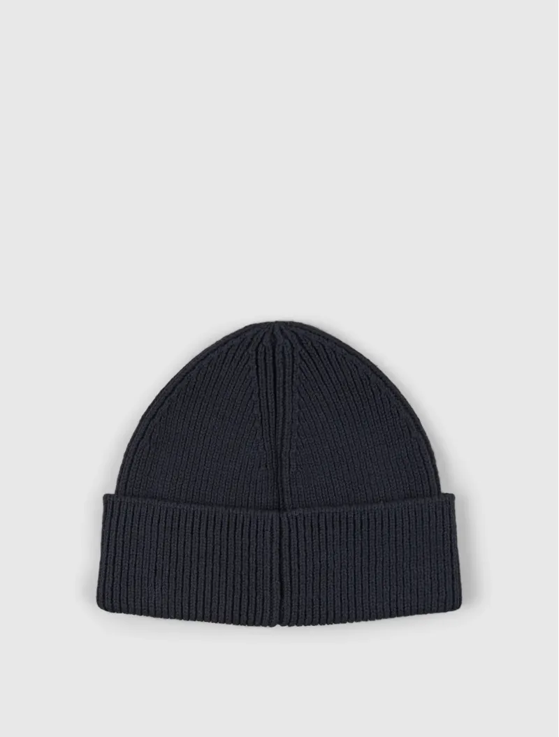 Pretty Green Logo Knit Beanie Navy-1