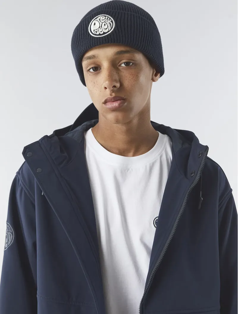 Pretty Green Logo Knit Beanie Navy-3