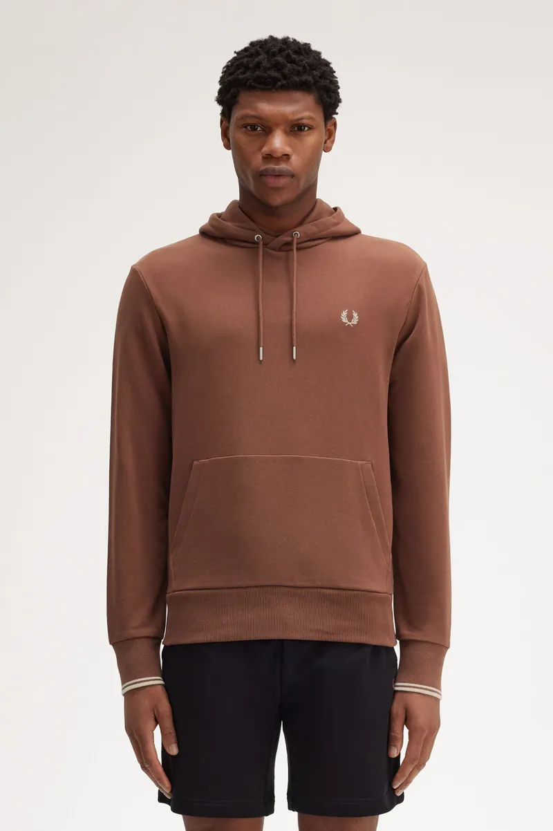 Fred Perry Overhead Tipped Hoodie Whiskey Brown-1