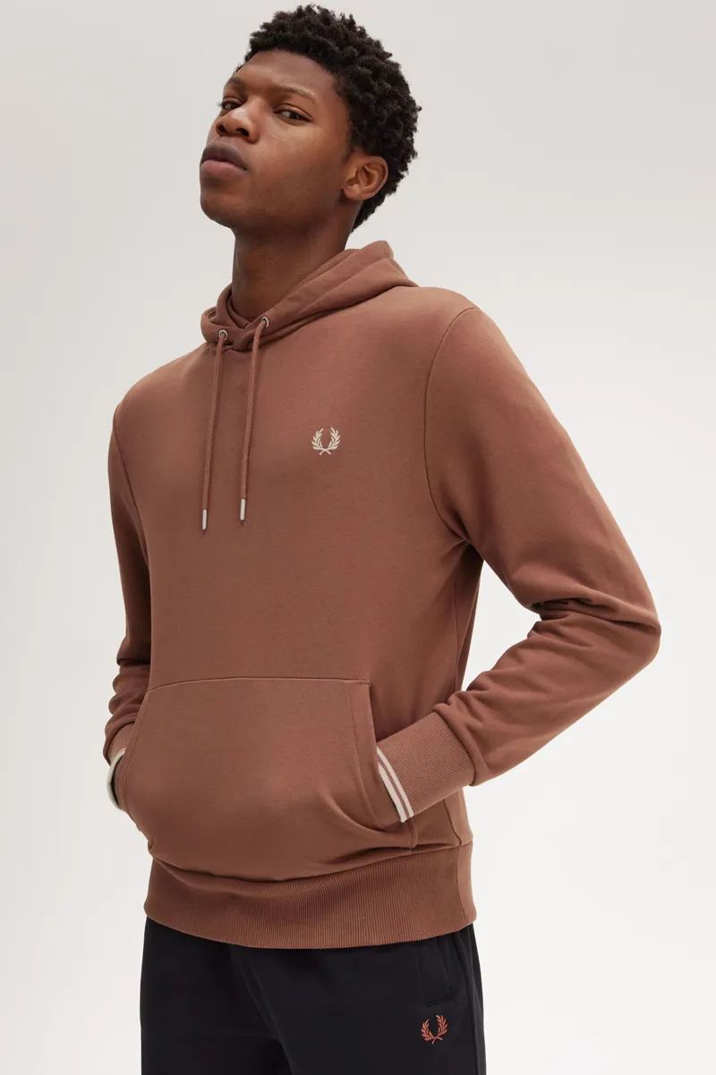 Fred Perry Overhead Tipped Hoodie Whiskey Brown-4