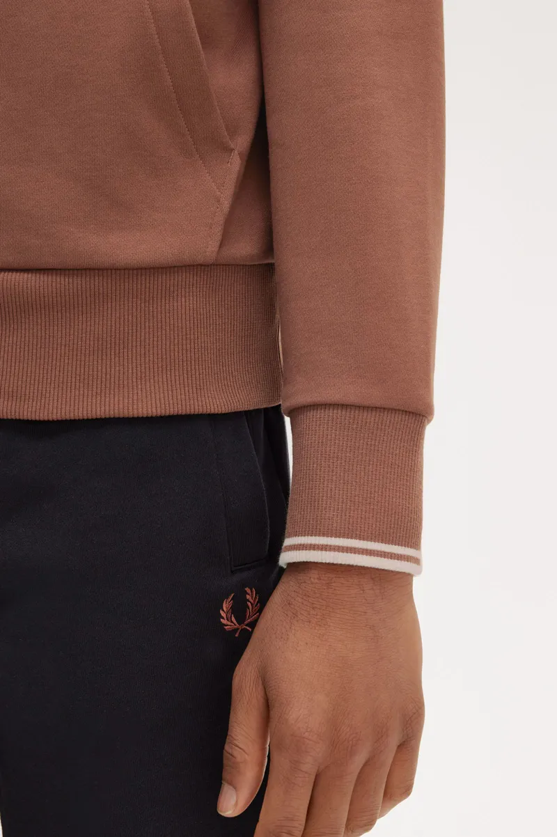 Fred Perry Overhead Tipped Hoodie Whiskey Brown-7