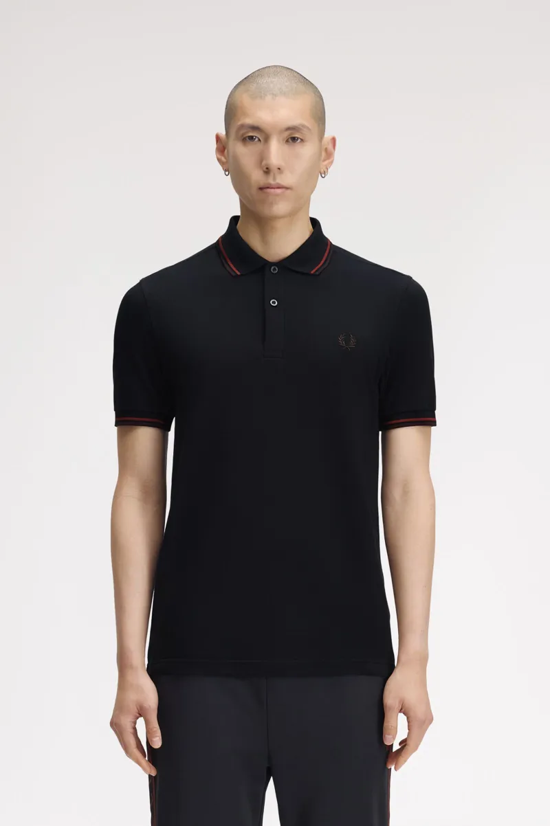Fred Perry M3600-75C Polo T-shirt Navy / Brandy / Rich Brown-1