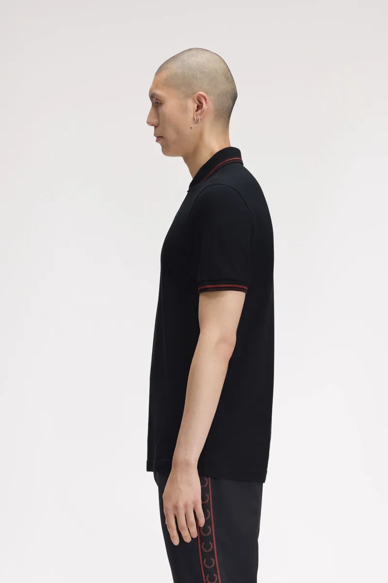 Fred Perry M3600-75C Polo T-shirt Navy / Brandy / Rich Brown-2