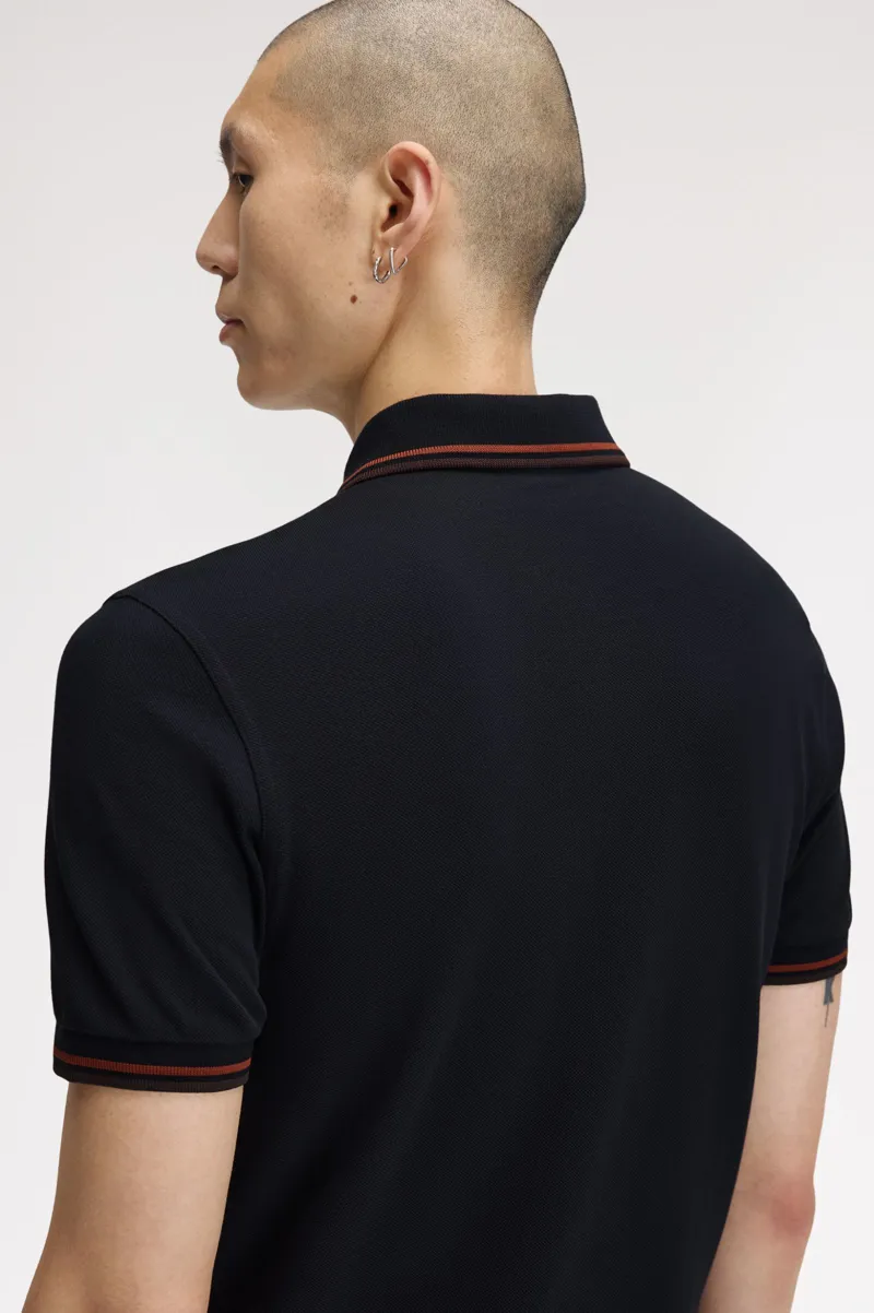 Fred Perry M3600-75C Polo T-shirt Navy / Brandy / Rich Brown-4