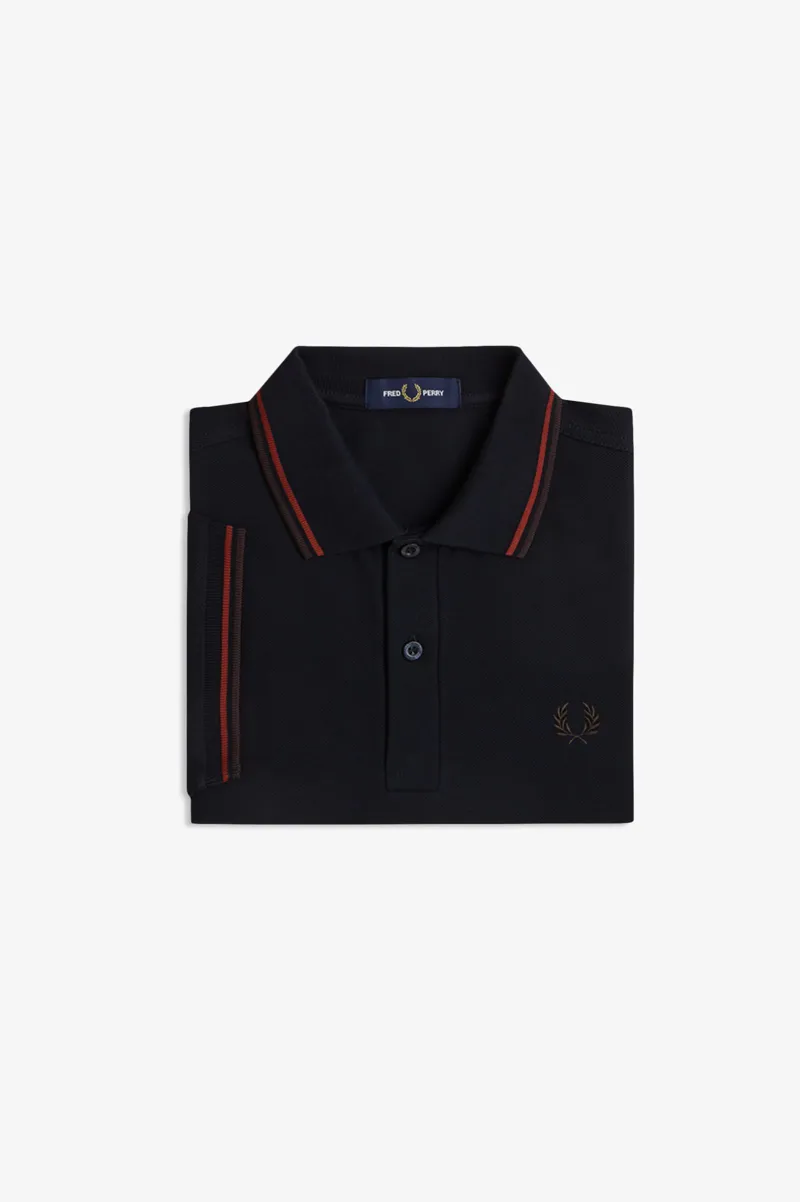 Fred Perry M3600-75C Polo T-shirt Navy / Brandy / Rich Brown-6