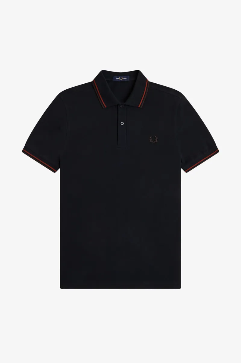 Fred Perry M3600-75C Polo T-shirt Navy / Brandy / Rich Brown-8