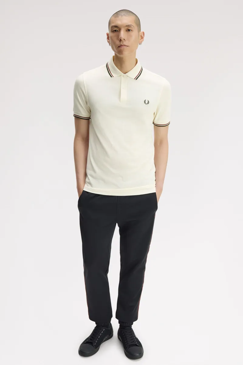 Fred Perry M3600-75C Polo T-shirt Ecru / Brandy / Night Green-5