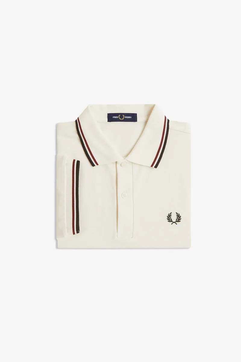 Fred Perry M3600-75C Polo T-shirt Ecru / Brandy / Night Green-6