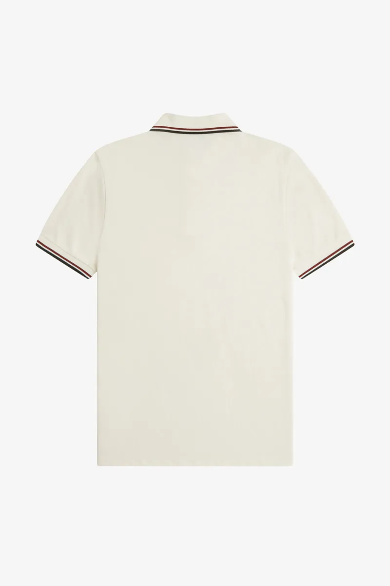 Fred Perry M3600-75C Polo T-shirt Ecru / Brandy / Night Green-7