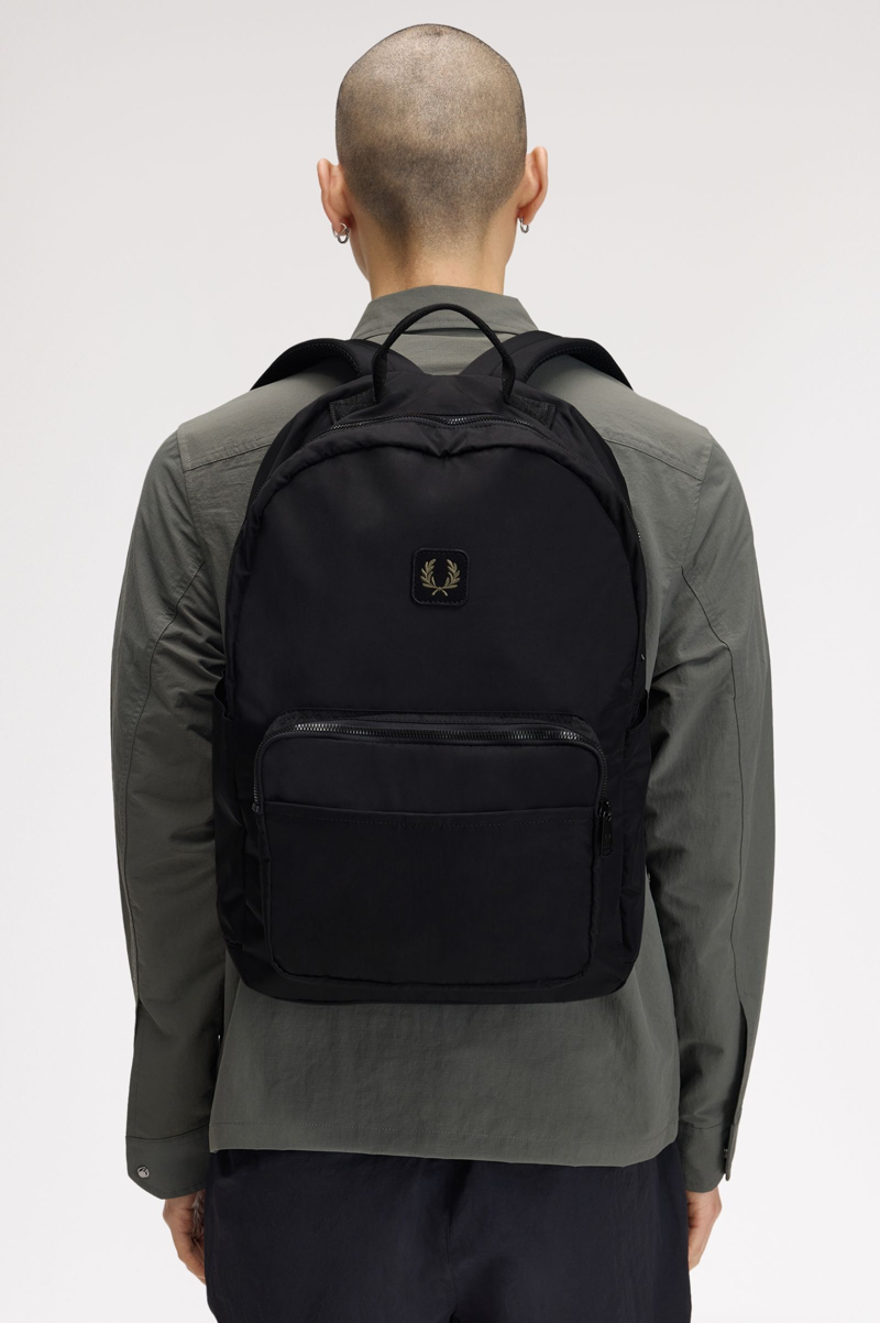 Fred Perry Crinkle Nylon Backpack Black-7