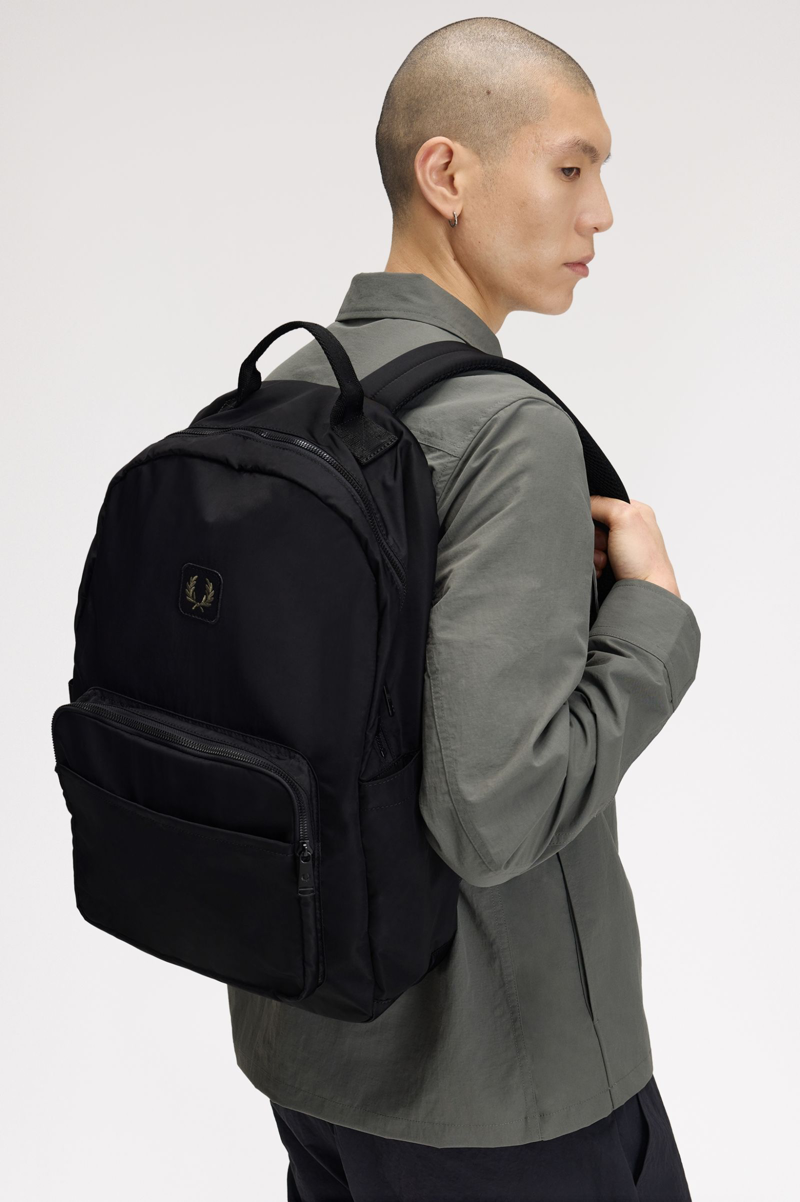 Fred Perry Crinkle Nylon Backpack Black-1