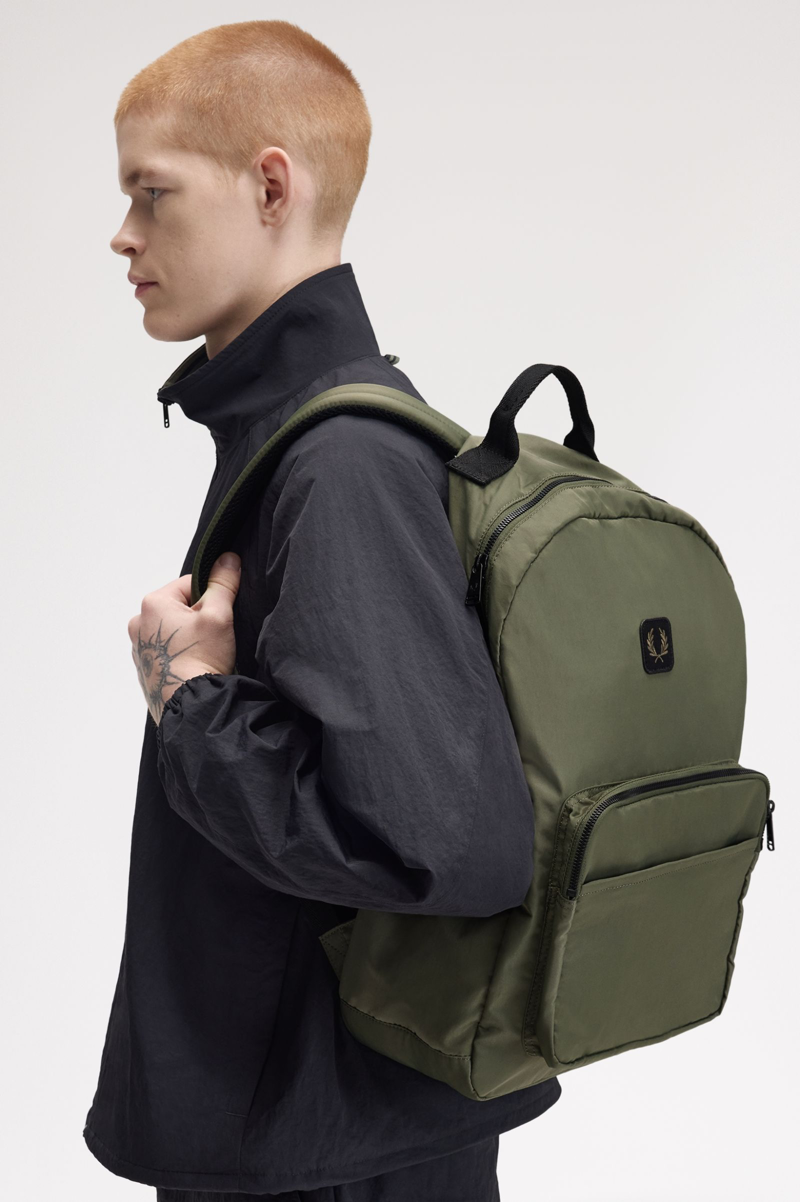 Fred Perry Crinkle Nylon Backpack Green-6