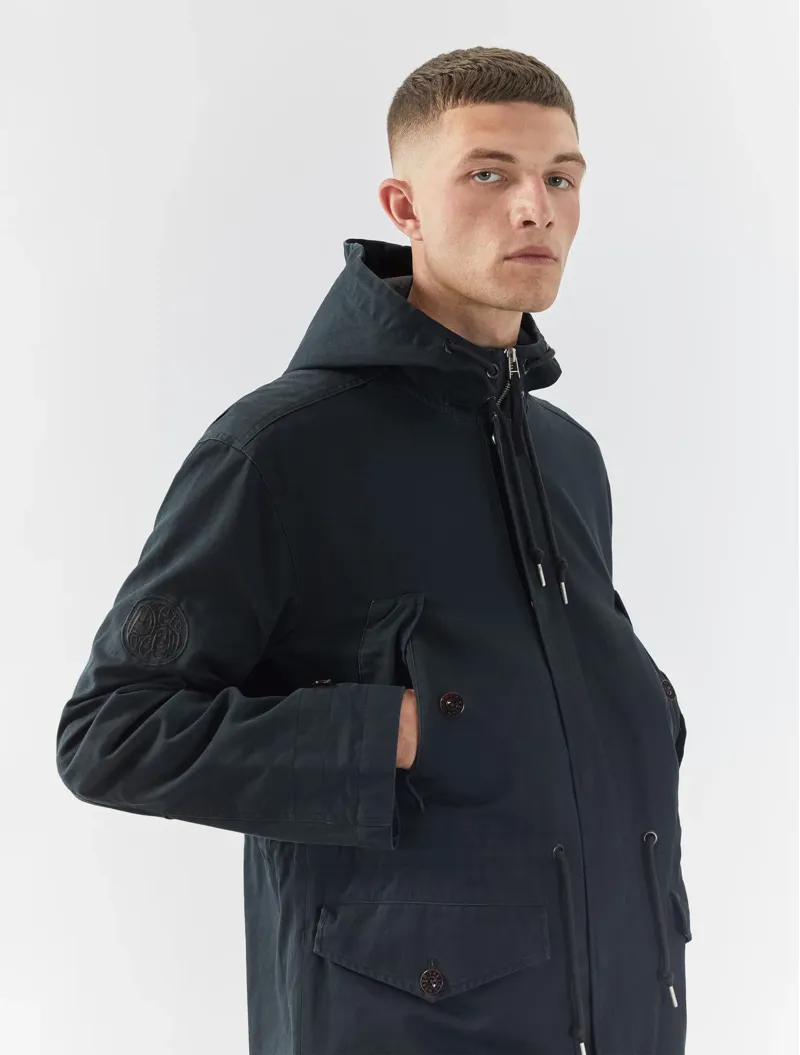 Pretty Green Cassette Parka Black-3