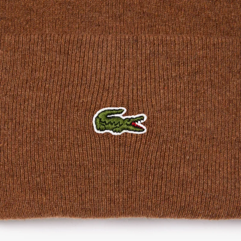 Lacoste Cuffed Wool Beanie Tan-1