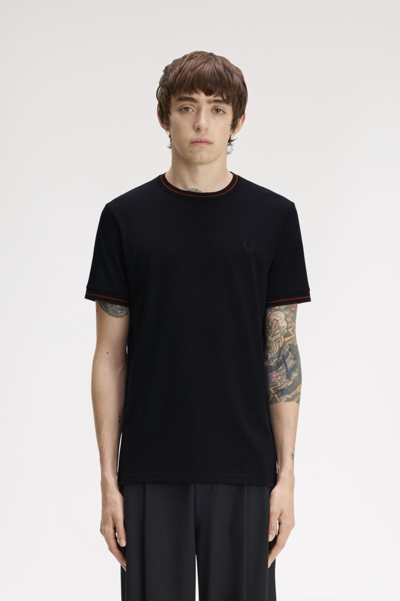 Fred Perry Twin Tipped T-shirt Navy / Brandy / Rich Brown-1