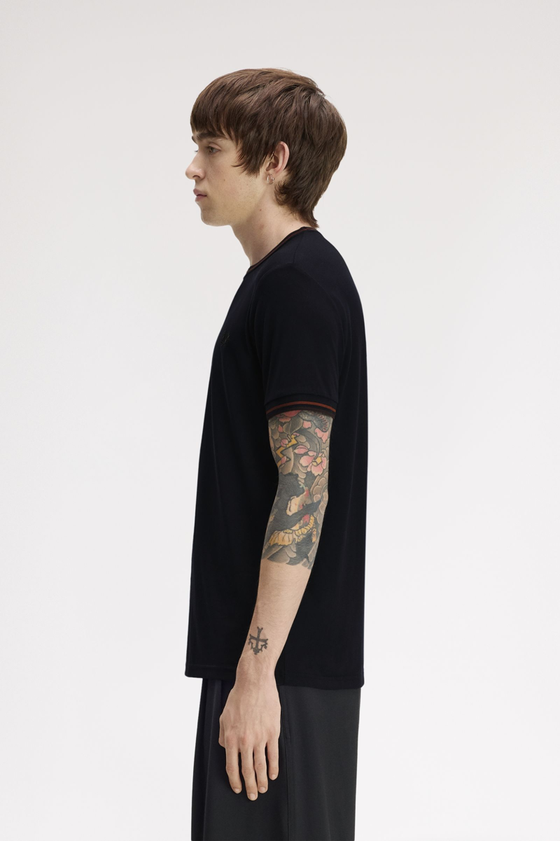 Fred Perry Twin Tipped T-shirt Navy / Brandy / Rich Brown-2