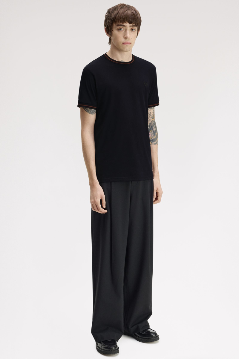 Fred Perry Twin Tipped T-shirt Navy / Brandy / Rich Brown-3