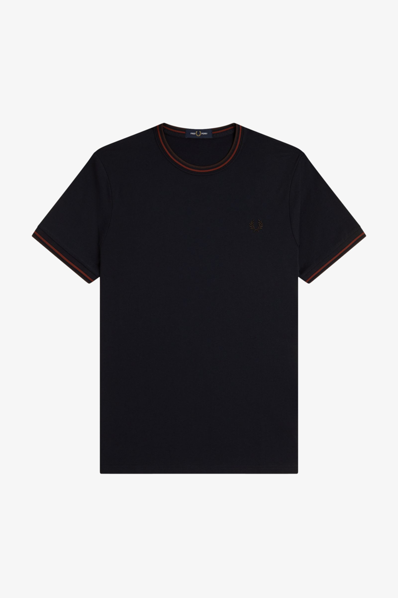 Fred Perry Twin Tipped T-shirt Navy / Brandy / Rich Brown-7