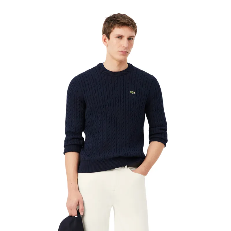 Lacoste Cable Knit Cotton Sweater Navy-7