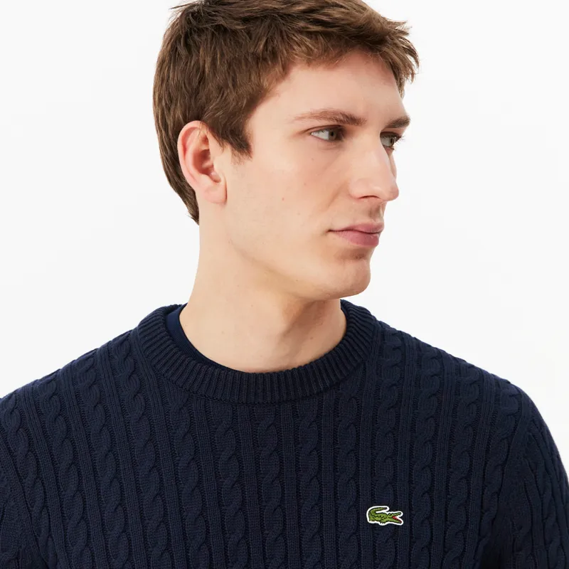 Lacoste Cable Knit Cotton Sweater Navy-3
