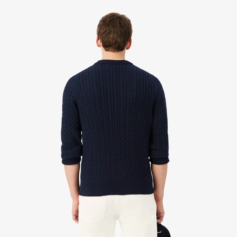Lacoste Cable Knit Cotton Sweater Navy-4