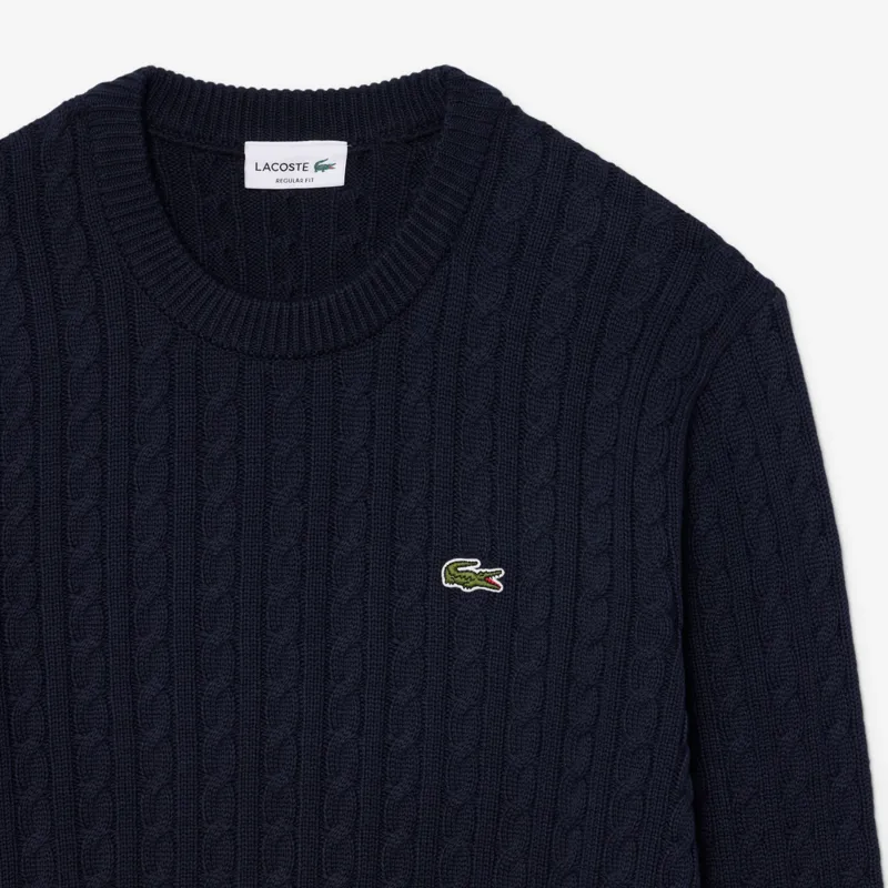 Lacoste Cable Knit Cotton Sweater Navy-1