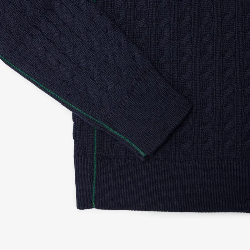Lacoste Cable Knit Cotton Sweater Navy-5