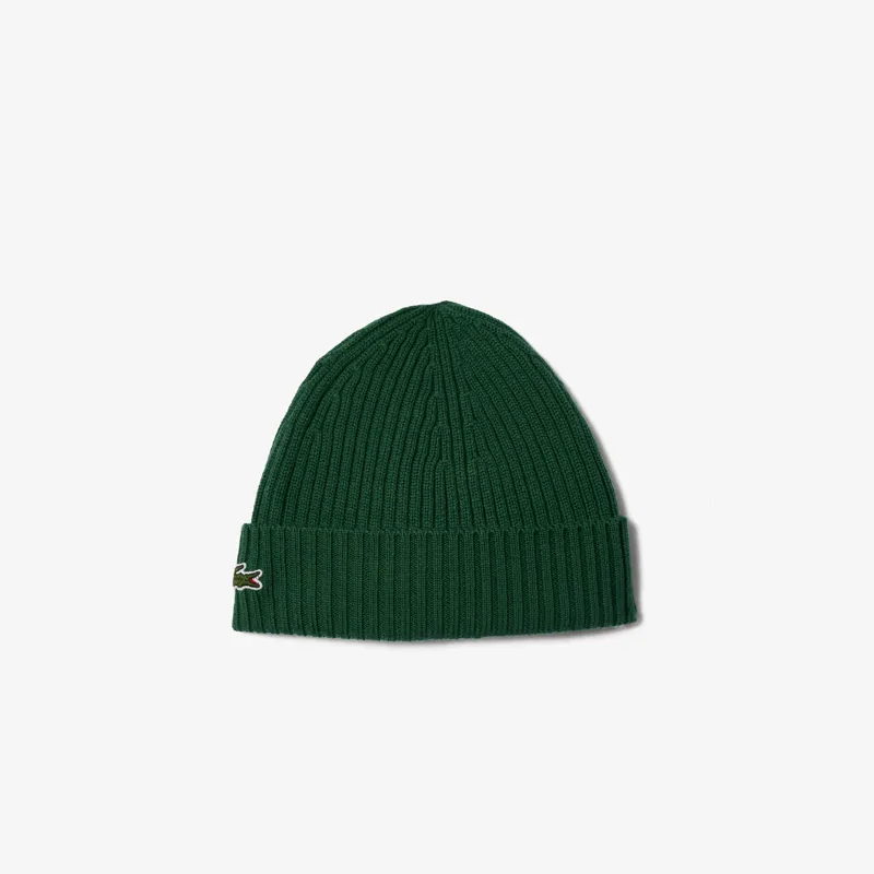 Lacoste Ribbed Wool Beanie Green-4
