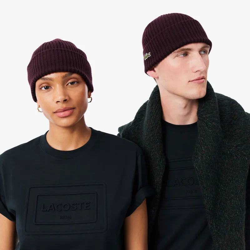 Lacoste Ribbed Wool Beanie Oxalis-3